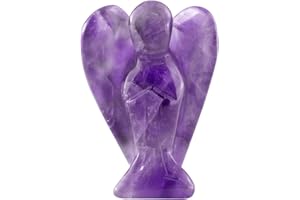 Ouubuuy Ange Gardien Figurine Amethyste Pierre Naturelle Statue Ange Cristal Méditation Yoga Decoration 4cm