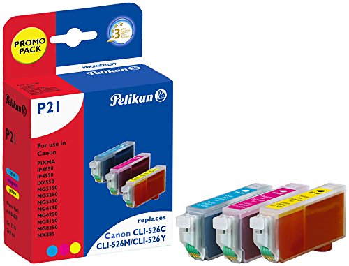 Pelikan P21  Pack de 3 Cartouches compatibles pour Canon CLI 526 3x9ml Cyan Magenta Jaune