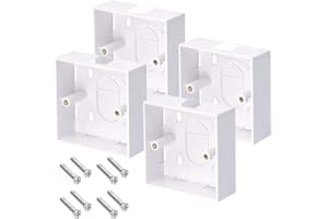 Acmerota 4Pcs 1-Gang White Surface Mount Pattress Box, Top Opening Design Single Surface Pattress Box Ethernet Back Box for Faceplates Fits Wallplate Faceplate,for Network Sockets, 34mm Deep