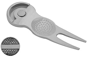 VGEBY1 Golf Divot Tool, Metal Golf Repair Pitch Fork Green Repair Tool with Golf Ball Marker(B)