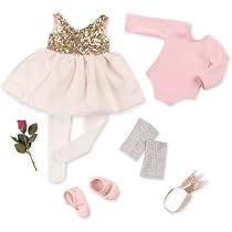 Our Generation Ballerina Outfit Für Puppe – 46 Cm, Rosa Glitzerkleid & Zubehör | Deluxe Set