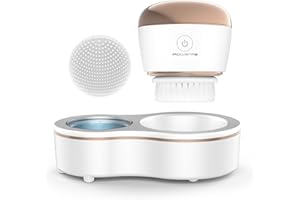 Rowenta LV4020 Spazzola Viso Effetto Luminoso, Spazzola Pulizia Viso Elettrica per Pelle Radiosa e Vellutata, Routine Skincare da 1 Minuto, Rimuove il Make-Up, 2 Spazzole in Nylon e Silicone