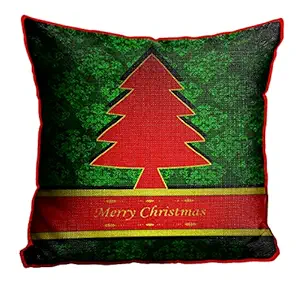 DreamVio Jute Exclusive Merry Christmas Decorative Throw/Pillow Covers, Cushion Covers for Gifting, Living Room, Bed Room, Sofa,Chairs Pack/Set of 1 (Multicolour, Size 24 x 24 Inches)