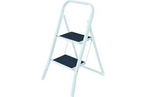 MSV Escabeau marchepied 2 Niveaux Pliant & antidérapant en Acier Max 150kg (46x55x82cm)
