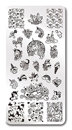 Einhorn Unicorn Stamping Schablone Platte Nailart Nails Nageldesign