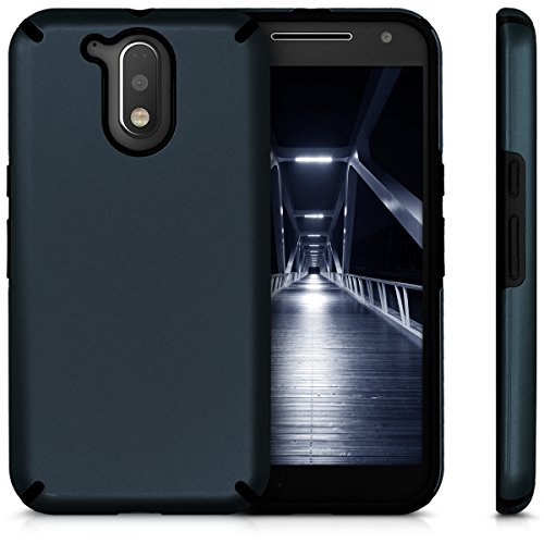 kwmobile Funda para Motorola Moto G4   Moto G4 Plus - Carcasa Protectora  h  brida  de  TPU  - Cover Trasero en  Azul Metalizado 