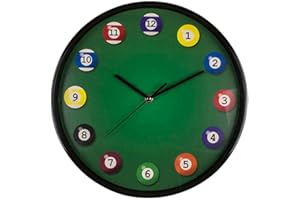 Out of the blue Objet de Décoration/Horloge Murale avec Motif Billard/Diamètre : 30,5 cm