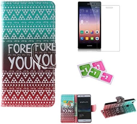 HUAWEI P9lite/G9 case, JGNTJLS [with Free Tempered Glass Screen Protector] Premium PU Leather Wallet Embedded Flip Magnetic Detachable Close Lock with [Colorful-Pattern] and [Credit Card Holder Slots] Smart Standing Folio Book Style Type Stylish Ultra Slim Fit Protective Folder Case Cover Skin for HUAWEI P9lite/G9 5.2" Inch (Pink,Forever Young)