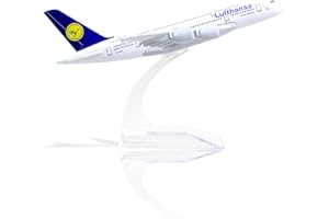 QIYUMOKE Airbus A380 Lufthansa Airlines Modello di aereo in metallo pressofuso in scala 1/400 con supporto Sky Jumbo Modello di aereo di linea Collezione per appassionati di aviazione Regalo