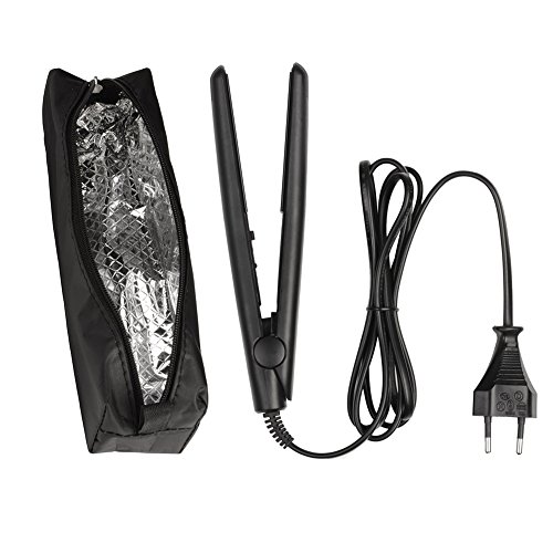 LadyHelena® Mini Glätteisen / Haarglätter Tourmaline Keramik mit Beutel EU Stecker Schwarz - 4
