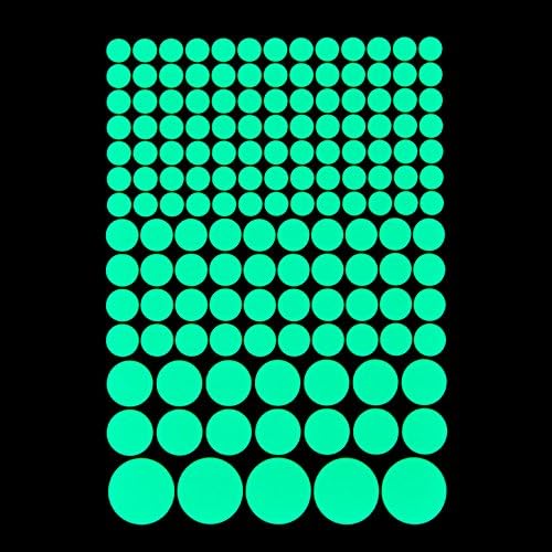 Premium Glow in the dark Stickers Dots - Glow in the dark stickers for decoration, afterglow stickers, photoluminescent wall pictures, fluorescent illuminated motifs and wall tattoos (A4, green)