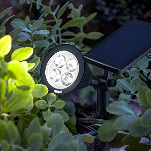 Amir Gartenleuchten, Solarleuchten/ Gartenleuchten Solarlampe Aussenleuchten Außenleuchte / Wasserdicht Spotlight für Garten Outdoor Landscape Baum Auffahrt Yard Rasen Pathway – 2 Stück (Weiß) - 6