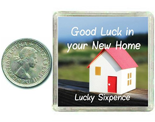New Home Lucky Sixpence. Good luck charm gift for moving house, great present idea for friends, relatives