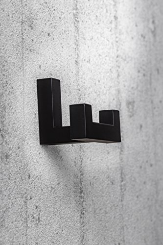 GedoTec® Kleiderhaken-Set eckig Garderoben-Haken schwarz beschichtet – Modell TETRIS | Einzelhaken + Doppelhaken im Set | Wand-Haken unsichtbar verschraubt | Markenqualität für Ihren Wohnbereich - 2