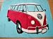 Pink Camper Van Non Slip Machine Washable Sheepskin Style Kids Rug. Size 70cm x 100cm