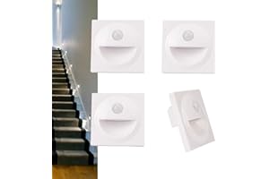 Arotelicht 4pcs Staircase Lights, Wall Recessed Stair Lights, Cool White, Body Sensor Step Light, Plastic, Indoor, Kitchen, Staircase, Aisle Home Lighting, White