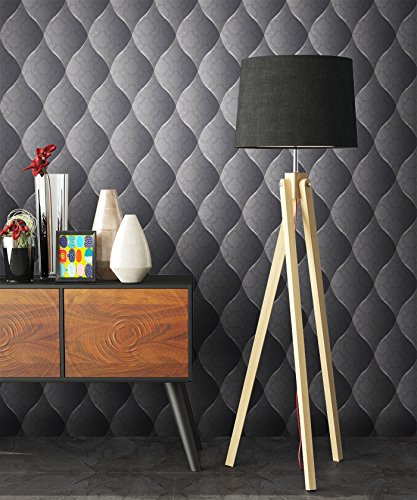Tapete Edel Vinyl Anthrazit , schönes Floral Design und purer Luxus Effekt , moderne 3D Optik für Wohnzimmer,Schlafzimmer,Flur oder Küche inkl. Newroom Tapezier Ratgeber mit super Tipps! - 7