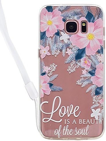 HeBan Elegant Transparent Clear Case Ultra Thin Acrylic Hard Back Cover with Cute Pattern for Samsung Galaxy S6 - Beautiful Flower