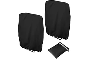 DONKEN Garden Folding Reclining Chair Cover, 2Pcs Waterproof, Windproof, Anti-UV, Hydrophobic Oxford Fabric for Outdoor Patio Sunbed Sun Lounger, Includes Storage Bag (110 x 71 cm) - Black