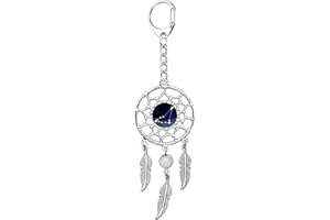 AMOR SPES Dream Catcher Key Chain Twelve Constellations Key Ring Vintage Feather Dream Catcher Keychains Birthday Gifts for Women Men