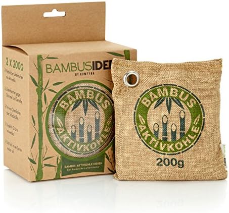 Natural Air Freshener Bags with Bamboo Charcoal Air Purifier &amp; Air Dehumidifier Car Dehumidifier Air Purifier for Kitchen, Bathroom, Car, Bedroom, Bathroom, Fridge, Wardrobe | Reusable | (Brown &amp; Green) with Komfyna Satisfaction Guaranteed brown