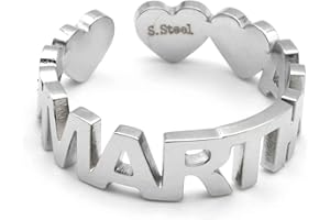 Colours & Beauty Anello Donna Regolabile Personalizzato con Nome In Acciaio | Gioielli con Nome | Anelli Donna Regolabili In Acciaio | Fedine Con Nome