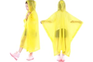 Cozlly Pioggia Poncho per Bambini, Impermeabile per Bambini con Cappuccio, Cappotto da Pioggia Riutilizzabile, Mantella Antipioggia in EVA per Scuola Campeggio Viaggio Ciclismo All'aperto