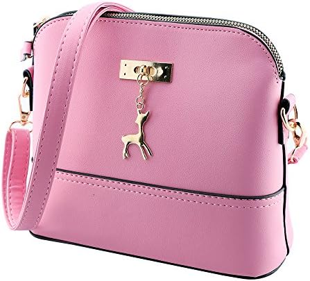 2018 Cheap Leather Handbags for Women Medium Bags With Sika Deer Accessories (Pink)
