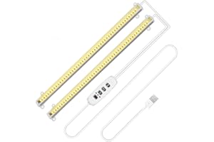 Craftsboys LED Plant Grow Light Strips Full Spectrum for Indoor Plants with Auto ON/Off Timer, 48 LEDs / 10 Dimmable Levels, Sunlike Grow Lamp for Hydroponics Succulent (Sunlight, Two Bars)