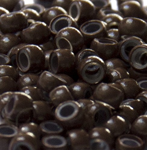 Silicone Lined Nano Rings Beads for use with Nano Tip Hair Extensions Colour: Brown | Pieces: 100