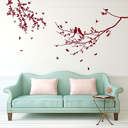 Vogel & Baum Wand Dekorationen Fenster Aufkleber Wall Decor Sticker Wall Art Aufkleber Sticker Wand Aufkleber Aufkleber Wandbild Décor DIY Deco Abnehmbare Wandaufkleber Colorful Aufkleber, Vinyl, Weiß, L - 4