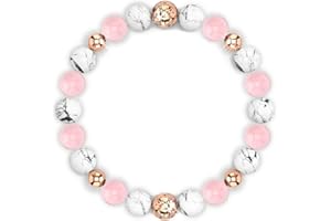 BNFGD Anti Anxiety Bracelet, Pink Crystal + White Pine + Gold Spacer Beads Natural Stone Healing Stress Relief Handmade Bracelets Calming Bracelets Spiritual Bracelet for Women Good Sleep