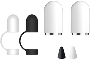 AOUZOVLI 2 Pezzi Tappo Pencil Tappo Magnetico di Ricambio(2 Tappi Bianchi 2 Supporti per Tappi 2Protezione del Pennino) Accessori Compatibile con Pencil 1A Generazione (Bianca, Tappo)