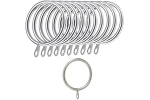 iPEAK Curtain Rings Hooks, Metal Curtain Rings Hanging Hooks For Curtain Rods Holder Pole, 30mm Internal Diameter (24 Pack Silver)