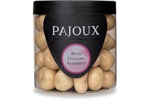 Pajoux White Chocolate Raspberry (Small) 130g | White Chocolate Covered Fruit - Raspberry Chocolate - Palm Oil Free - Chocolate in a Gift Jar
