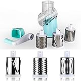 ● EINFACHE BENUTZUNG DES MECHANISMUS: In nur wenigen Schritten perfekt geriebene Lebensmittel erhalten, das Gerät auf einer ebenen Fläche verriegeln, Klingen einsetzen, Kolben entfernen, Lebensmittel einführen, die Kurbel drehen und voila, Zeit sparen, Karottenscheiben schnell zubereiten, Gurkenscheiben, gehackte Walnüsse, Kartoffelschnitzel oder anderes, was Sie mögen.