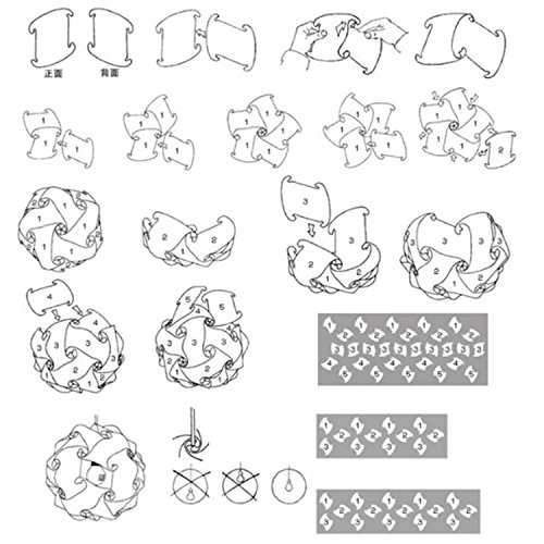 Original DIY Lampenschirm Puzzle Schatten Kugel Dekoration Festival Moderne PR Pendelleuchte 30pcs Set Durchmesser 30 cm (orange) - 5