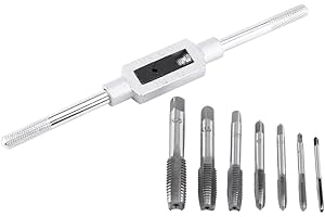 HILITAND 7pcs Jeu de Tarauds Métrique Réglable Filetage Métrique avec Clé à Robinet M3 M4 M5 M6 M8 M10 M12