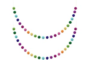 UBERMing 2 Stück Filz Pom Poms Girlanden Bunte Filz Kugel Girlanden 6,5 Fuß Lang 24 Bälle Wolle Filz Ball Girlande für Wand P