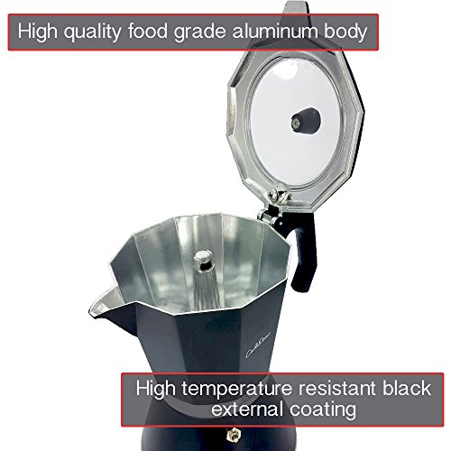 ZEPHYR Z-1173-DI12 CafeSimo 12 Tassen Italienisch Aluminium Espresso Kaffeemaschine Herd Oben Induktion mit Anti-Kalk-Function 600 ml, 0,6 L schwarz - 8