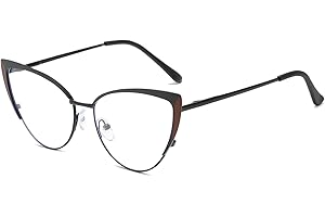 LJCZKA Occhiali Luce Blu Donna Occhi di Gatto, Montatura Occhiali da Vista Donna Metallo Anti Affaticamento per Computer Gioco Lettura