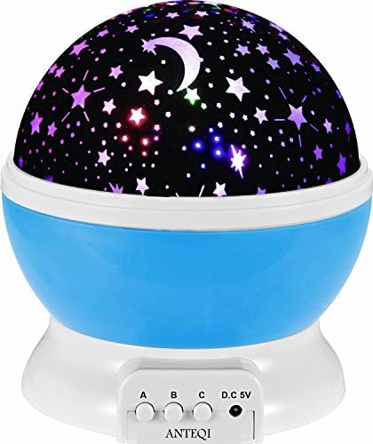 JL Future Constellation Night Light Projector Lighting Lamp 4 LED Bead with 360 Degree Romantic Rotating Cosmos Star Sky Moon Bedroom Light for Baby nursery decor (Blue)