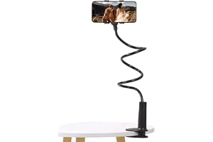 Syncharm Telefonhållare för säng och kontor, flexibel lång arm med svanhals, 360° justerbar universell smartphonehållare med klämma, för videor, samtal och handsfree-strömning