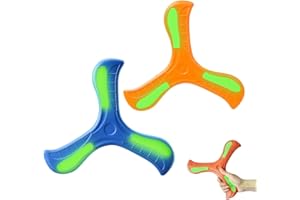 WUSJCOF Pack of 2 Triple Wings Boomerang Throwing Game for Children, Cool Night Fluorescence, Blue, Orange