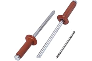 SKIR'CO Remaches ciegos pintados de 4 x 14 mm, remaches de aluminio pop, broca incluida (cobre marrón RAL 8004)