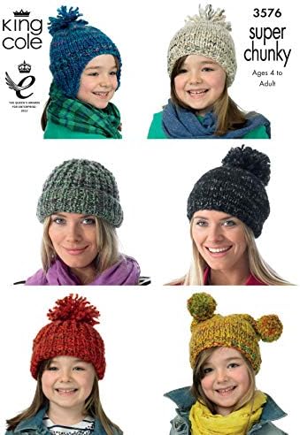 King Cole 3576 Knitting Pattern Hats in King Cole Gypsy Super Chunky