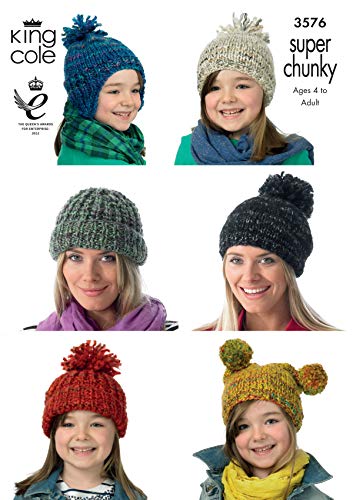 King Cole 3576 Knitting Pattern Hats in King Cole Gypsy Super Chunky