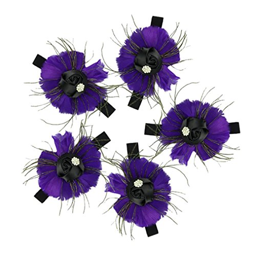 DDLBiz 5PCS Lovely Unusual Angel Girls Baby New Feather Flowers Hairband Headbands with Bowknot Flowers Hair Accessory (Purple)