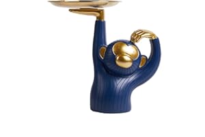 NENBOLEC Plato de Caramelos Dulces Tarro de Galletas Mono Figura Decorativa Modern Escultura Arte Animal Regalo Interior Salon Estatua Resina 25cm