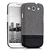 Price comparison product image kwmobile hardcase canvas cover for Samsung Galaxy S3 / S3 Neo with imitation leather appliqués - backcover case protective case cover in Grey/Black